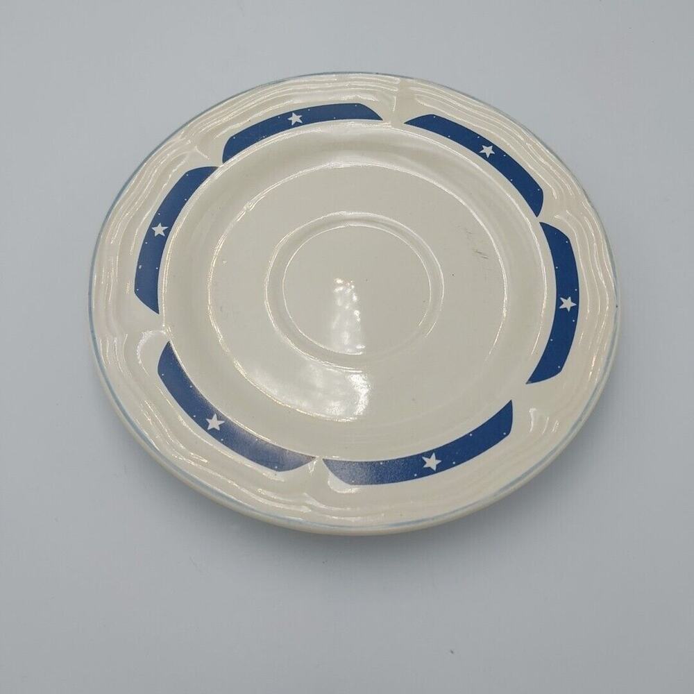Tienshan Stoneware white & Blue Saucer from‎ the Fantasy Unicorn Set VTG